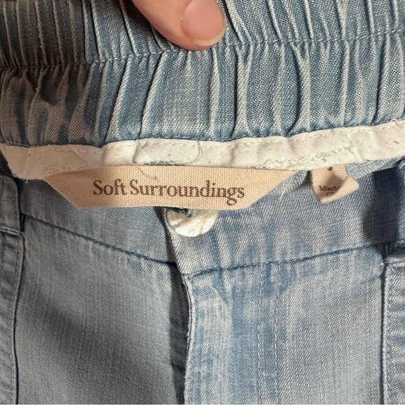 Soft Surroundings Blue Lyocell Chambray Pants Wide Straight Leg Small - Picture 3 of 7